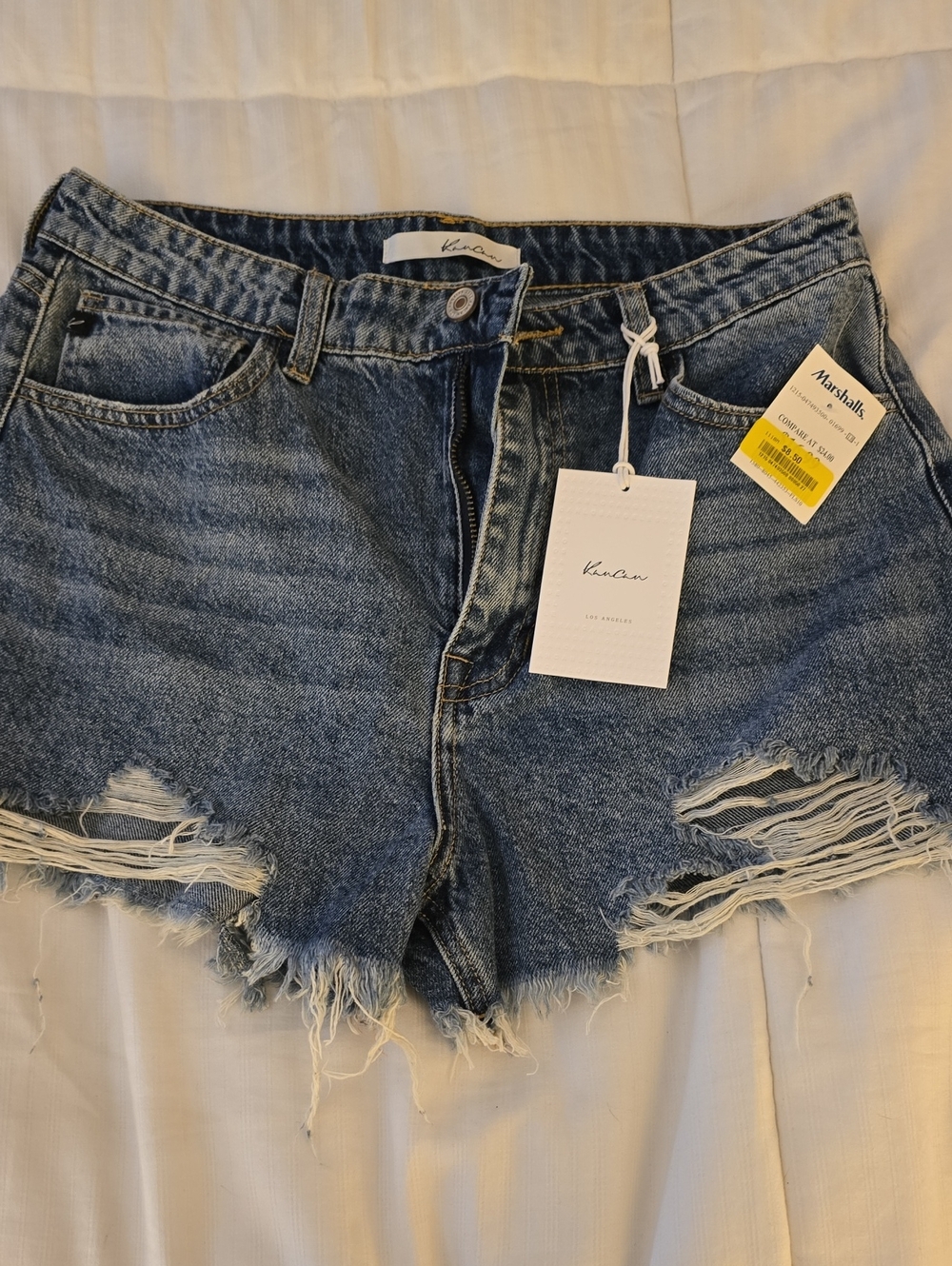 Kancan Blue Distressed Denim Cutoff Shorts